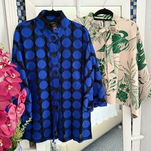 Damee Blue and Black Patterned Button-Up Jacket Bundle